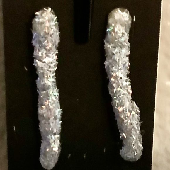 Silver Glue Glitter Earrings - Picture 2 of 3